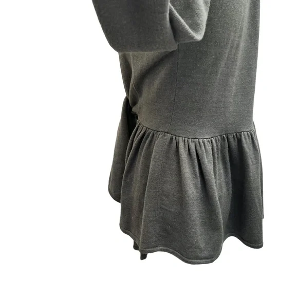 TEMPERLEY LONDON OLIVE GREEN WOOL & SILK TIE FRONT PEPLUM OPEN CARDIGAN